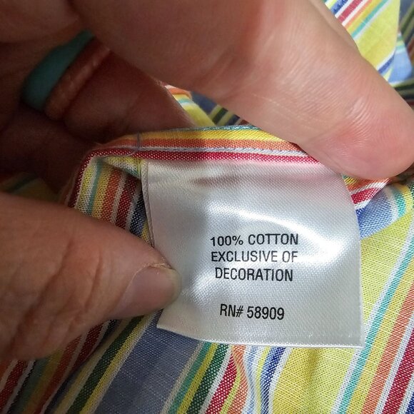 Cremieux Collection Yellow Striped Button Down Shirt Sz XL Flip Cuff Pastel - Picture 8 of 9